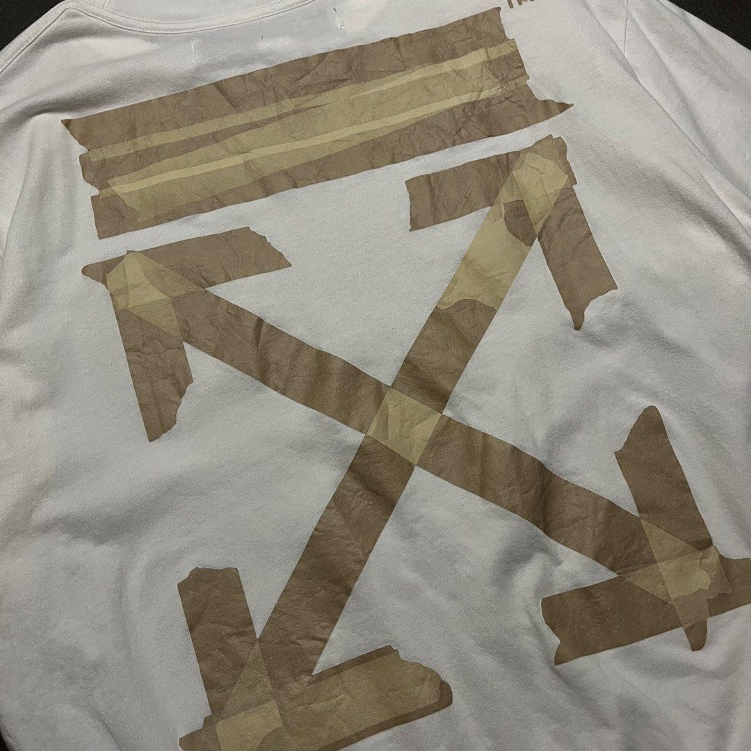 OffWhite Tape (Category: Tshirts & Polo Shirts ) located in Moncada. Submitted by tishokthrift (Listing ID 1463296531, Image 2). Description: 22x29 .
