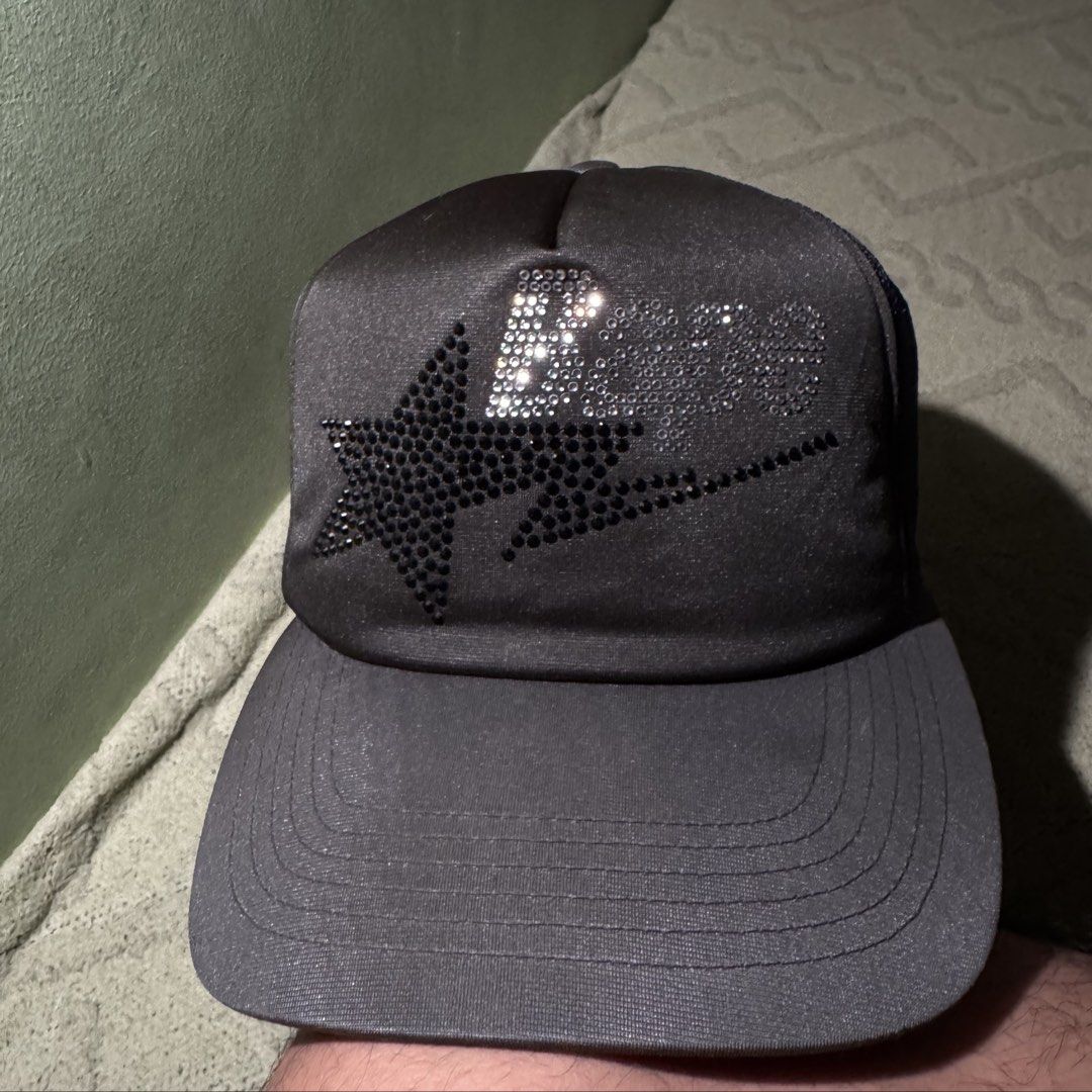 OG Bape 00s swarovski trucker cap (Category: Caps & Hats) located in Manila. Submitted by sakredboys (Listing ID 1463261923, Image 1). Description: Og bape swarovski trucker cap Nigo era Good condition.