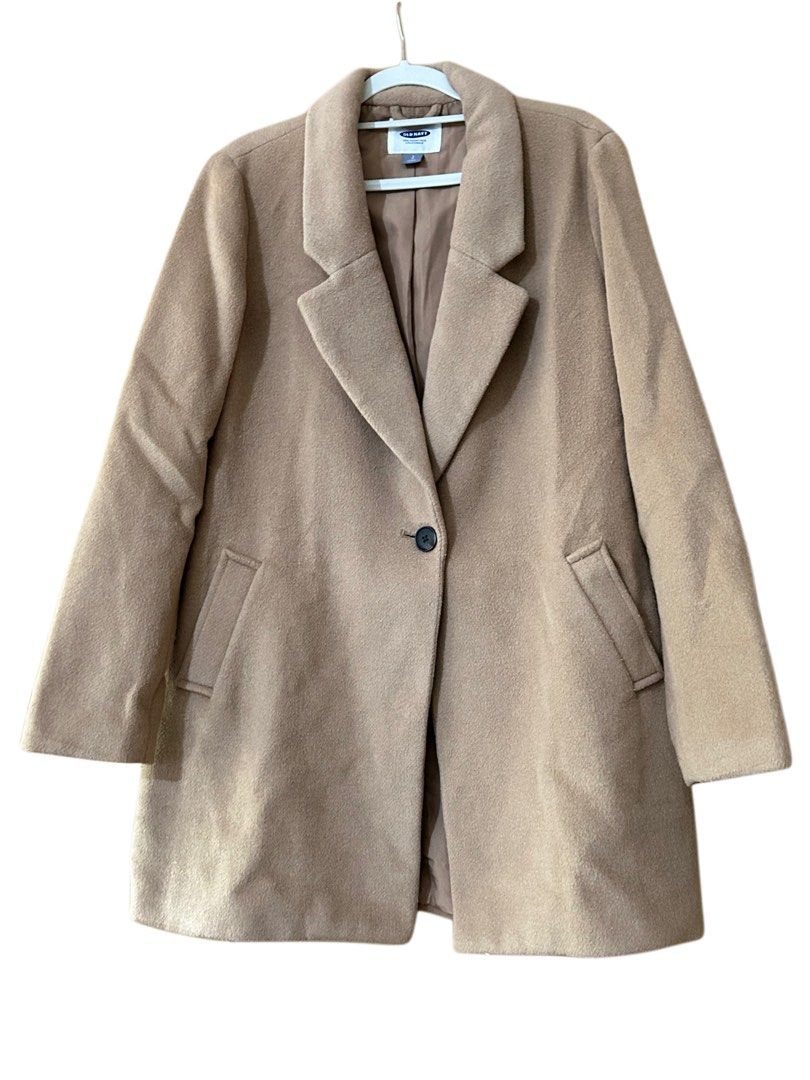 Old Navy Tan Wool Blend Single Button Coat Size S (Category: Coats, Jackets and Outerwear) located in Baguio. Submitted by tresmariascloset13 (Listing ID 1463228249, Image 1). Description: - Classic tan coat from Old Navy - Wool blend material - Single button closure - Two front pockets - Fully lined interior - Ideal for layering in cooler weather.