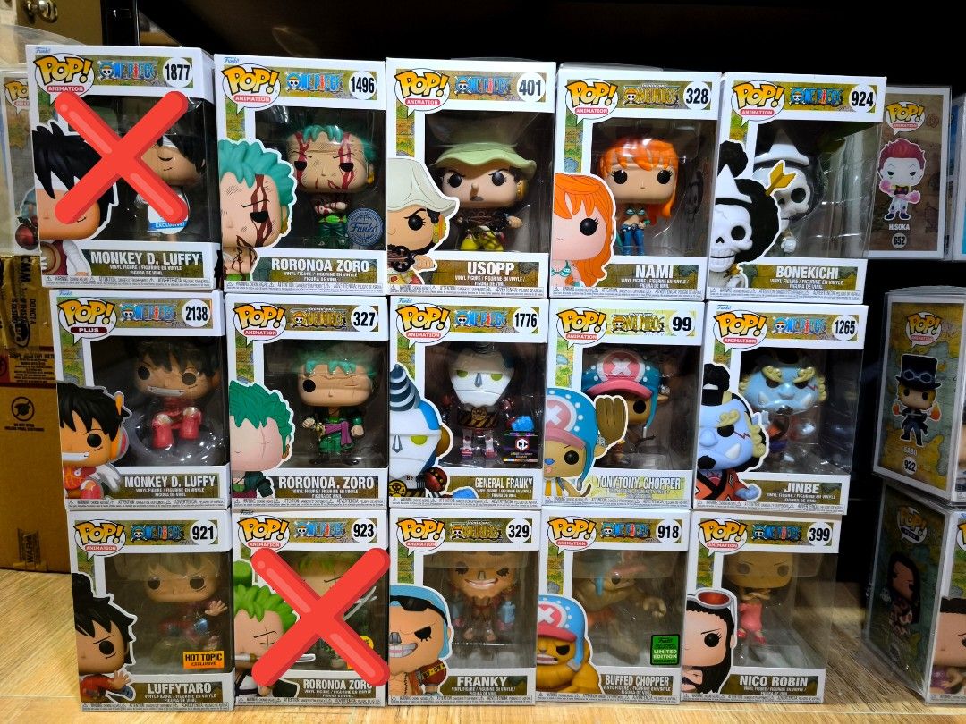 One Piece Straw Hat Funko lop (Category: Figurines & Statues) located in Manila. Submitted by daily.tipid (Listing ID 1463230466, Image 1). Description: One Piece Funko Pop ba?? Eto na oh!!ididibs mo na Lang Luffy #1877 - ❌ Luffy #2138 - 899 Luffytaro Hot topic #921 - 1,499 Roronoa Zoro #1496 SE - 999 Zoro #327 - 799 Zoro #923 - ❌ Usopp #401 - 750 General Franky #1776 - 999 Franky #329 - 999 Nami #328 - 1,399 Chopper #99 - 799 Buffed Chopper #918