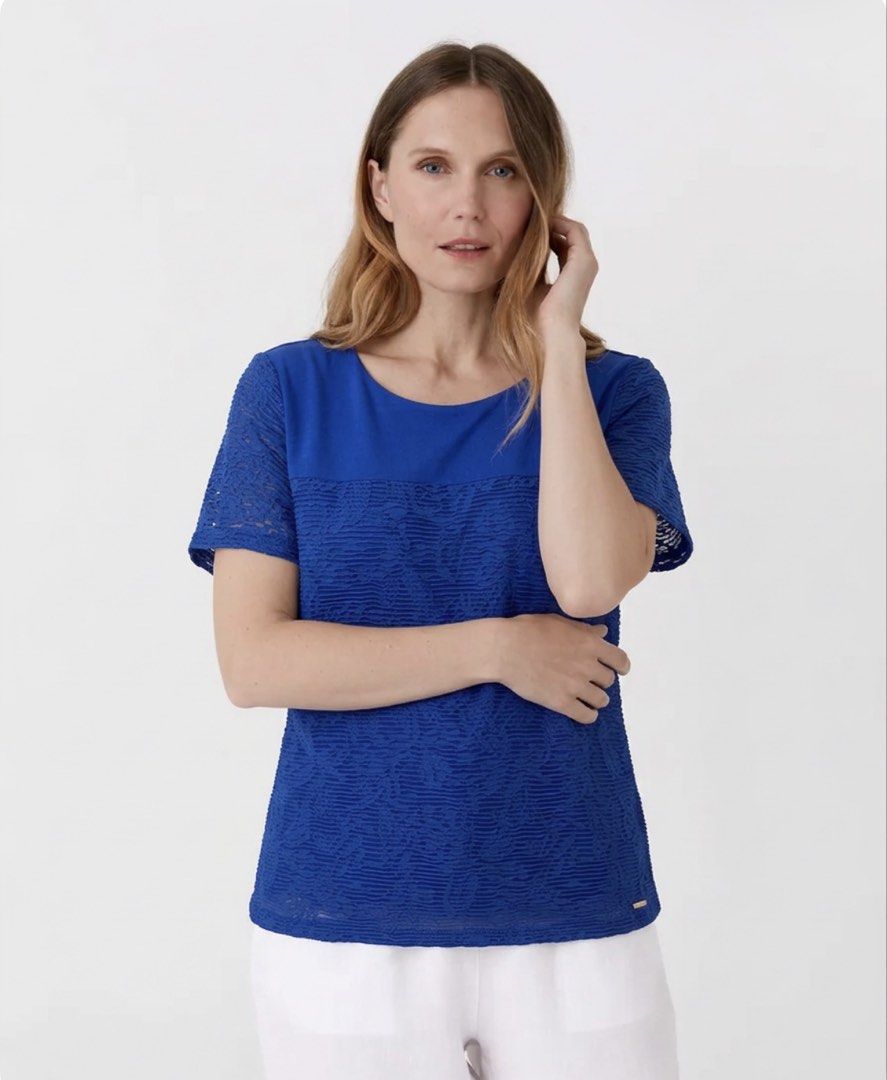 Original Calvin Klein Blue Lace Blouse (Category: Blouses) located in Manila. Submitted by jhcollections (Listing ID 1463152944, Image 1). Description: Original Calvin Klein Blue lace Blouse Medium on label Actual photos posted J&t/Grab/lalamove .