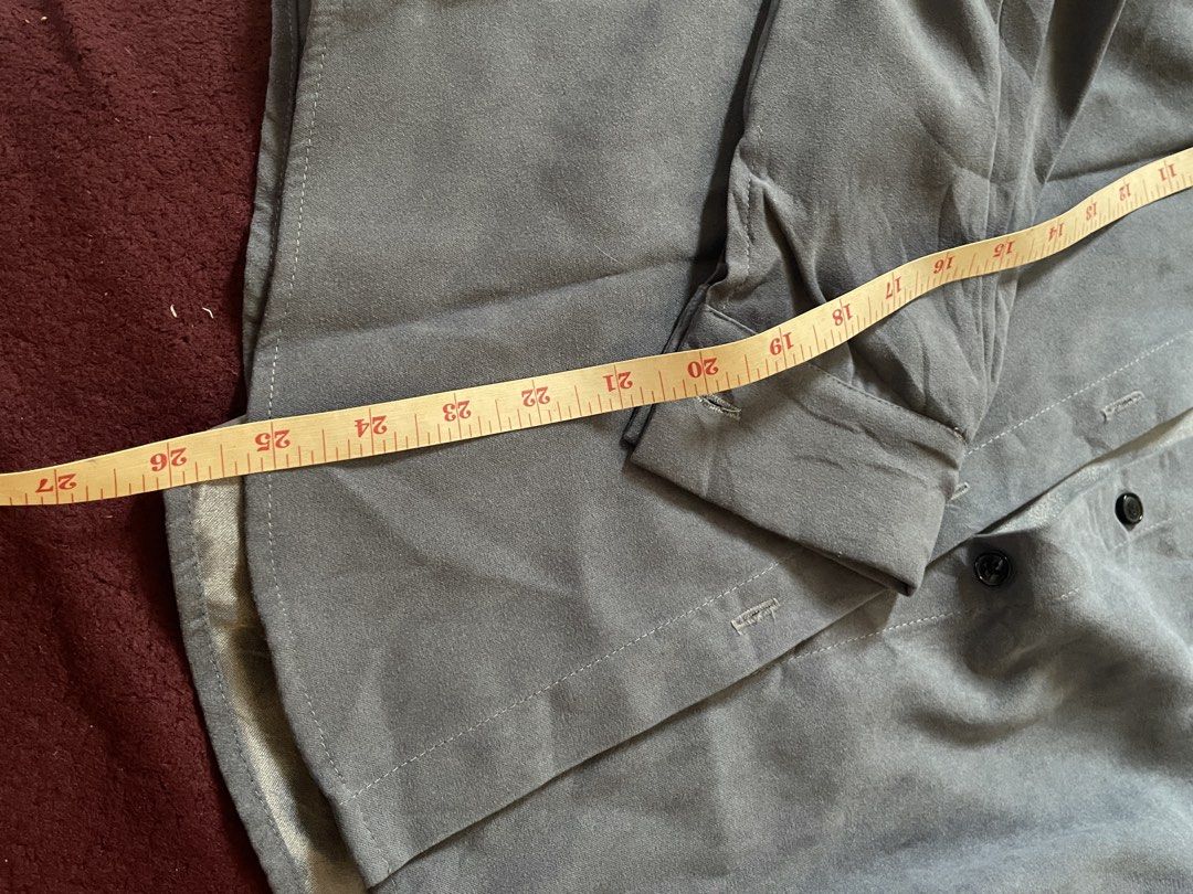 OTHERMIX Blue Grey Button Up Shirt (Category: Coats, Jackets and Outerwear) located in Tanza. Submitted by pattycakex (Listing ID 1463316053, Image 2). Description: - Grey button-up shirt from OTHERMIX - Mandarin collar style - Black buttons down the front - Button closure on sleeve cuffs - Measurements available in photos - Perfect for casual or smart casual outfits.