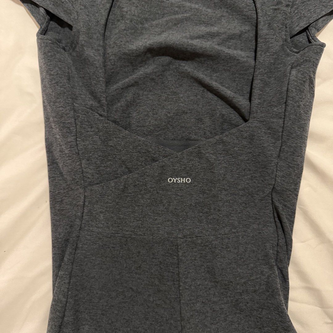 Oysho Grey Jumpsuit Size Small (Category: Activewear) located in Manila. Submitted by yasminehannah (Listing ID 1463126345, Image 3). Description: this is so cute !! used once only. size small. it is backless so it's even cuter! original price is 5,500.
