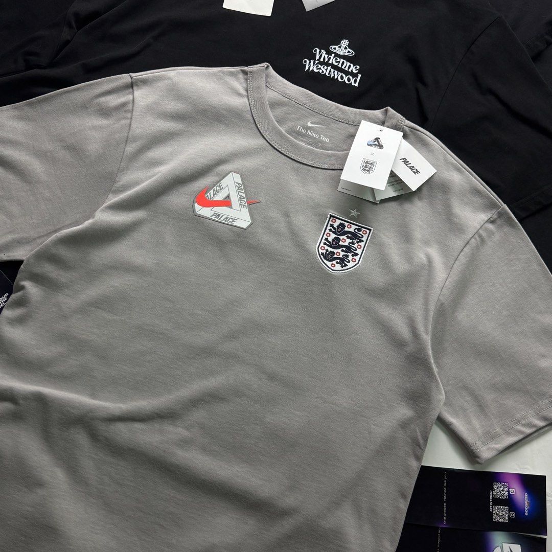 Palace x Nike England Tee (Category: Tshirts & Polo Shirts ) located in Manila. Submitted by godspeedmnl (Listing ID 1463152006, Image 3). Description: Palace x Nike England Tee 2,589PHP / Sizes: S, M, L, XL Colorway: Pewter Grey, White (Feel free to message me for additional photos.) Package included: • Palace x Nike England Tee x 1 • Godspeed Mnl Paper Bag • Godspeed Mnl logo & streetwear stickers. • Chance to be added to our GVIP list for excl