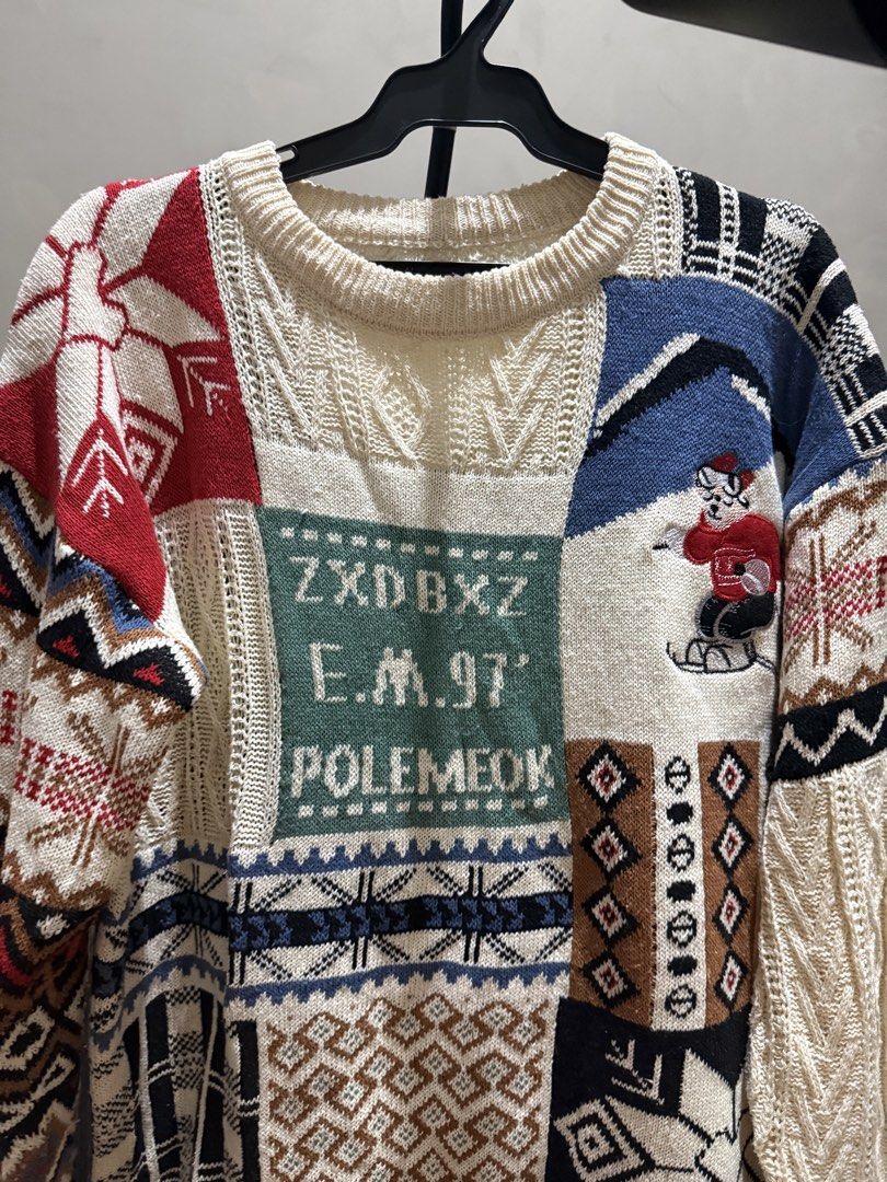 Patchwork Ski Club Sweater with Cartoon Character (Category: Coats, Jackets and Outerwear) located in Manila. Submitted by statesidefinds13 (Listing ID 1463169460, Image 1). Description: LENGTH70cm/27.3” BUST128cm/49.9’ SLEEVEXL56cm/21.8” as pack never been used na fit lang.