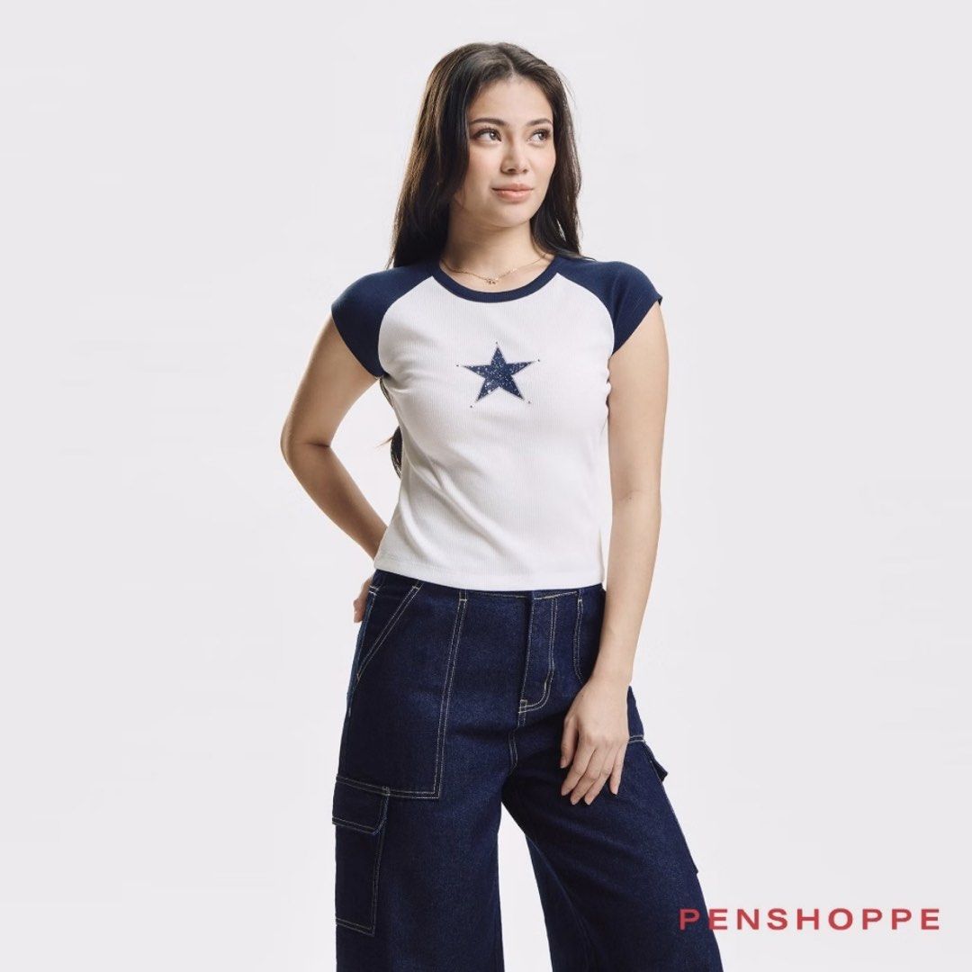 Penshoppe Slim Ribbed Knit Top with Star Patch (Category: Shirts) located in Manila. Submitted by aching_90 (Listing ID 1457284320, Image 3). Description: bust: 36in waist: 30-31in hips: 39-40in.