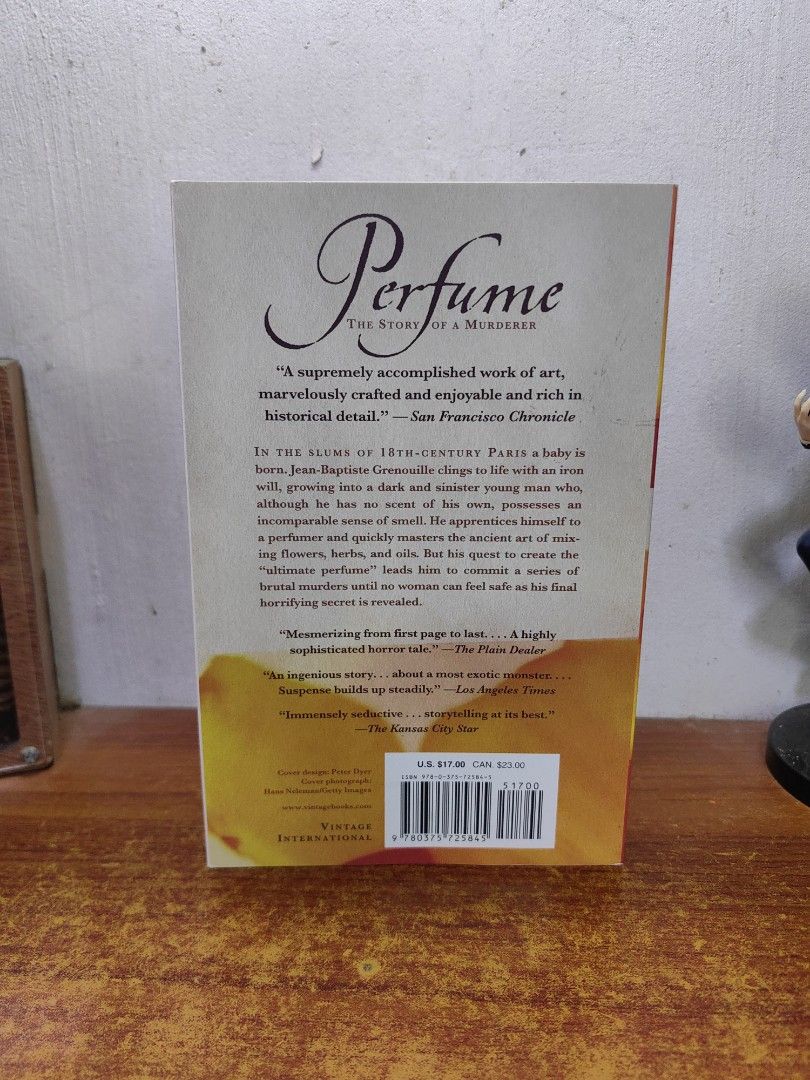 Perfume : The Story of A Murderer - Patrick Suskind (Category: Magazines) located in Tarlac. Submitted by chapterse7en (Listing ID 1463263473, Image 2). Description: IMPORTANT: Serious buyers only. Lowballers and unresponsive buyers who ghost the chat will be automatically BLOCKED. Please do not message if you have no real intention of purchasing. Thank you for respecting my time. Brandnew Trade Paperback Vintage Edition 3 copies available 2 copi