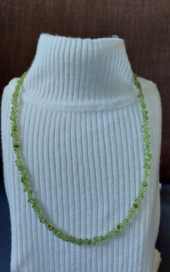 Peridot Necklace (Category: Necklaces) located in Gapan. Submitted by purseofjune (Listing ID 1463136830, Image 3). Description: 16" + 2" extension chain choker type chip beads 2 pcs available.