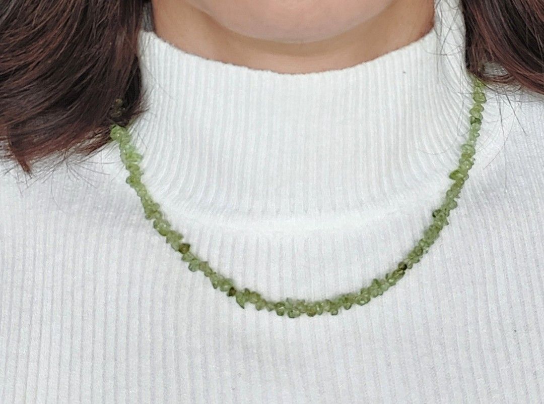 Peridot Necklace (Category: Necklaces) located in Gapan. Submitted by purseofjune (Listing ID 1463136830, Image 1). Description: 16" + 2" extension chain choker type chip beads 2 pcs available.
