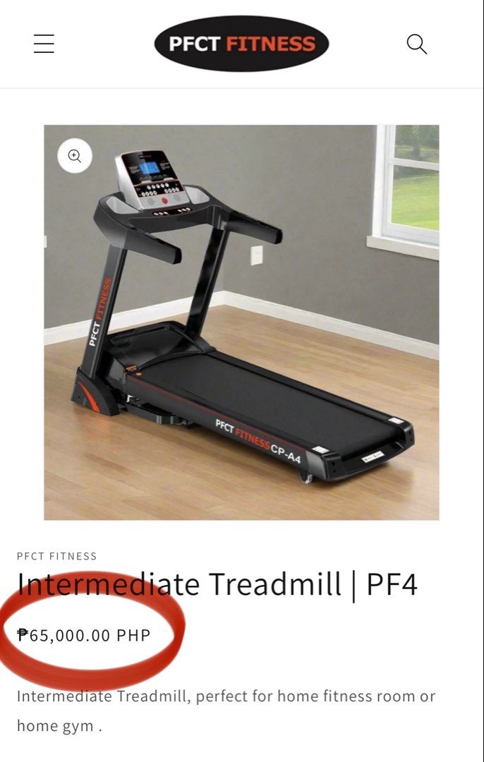 PFCT Intermediate Threadmill PF4 (Category: Cardio & Fitness Machines) located in Makati City. Submitted by curatedfindsbydei (Listing ID 1463241838, Image 2). Description: Pfct Intermediate threadmill Originally P65,000 Selling for P35,000 only Used for a few months In good working condition AVR not included Intermediate Treadmill, perfect for home fitness room or home gym . 3.25 horsepower DC motor “VERY POWERFUL MOTOR” Bluetooth Ready with App