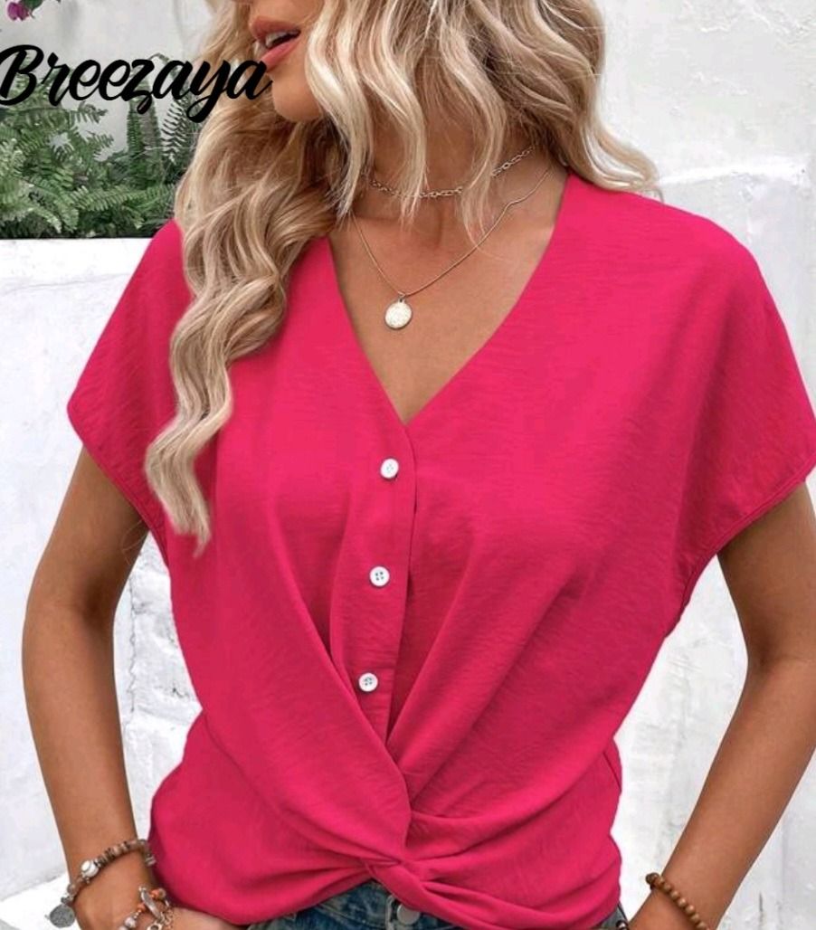Pink V-Neck Blouse (Category: Blouses) located in Quezon City. Submitted by purpleberry.98 (Listing ID 1463207977, Image 3). Description: .