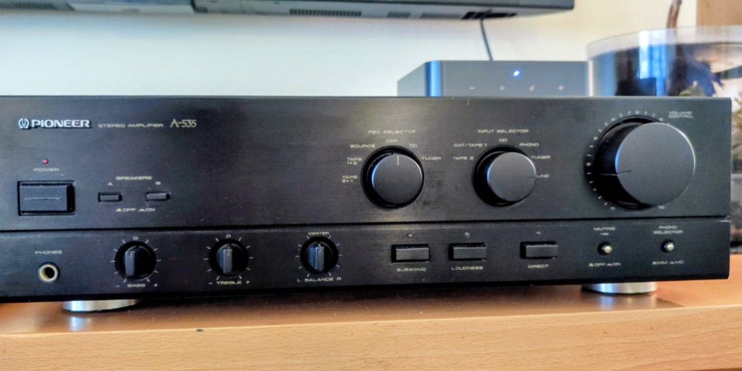 Pioneer A-535 integrated amplifier ( 95 wpc @ 4ohms ) (Category: Soundbars, Speakers & Amplifiers) located in San Juan City. Submitted by guev168 (Listing ID 1463324908, Image 1). Description: Meetup McDonald's Madison Ortigas San Juan well regarded vintage integrated amplifier built-in phono pre amp MM/MC super powerful 8 ohms to 4 ohms sustained high current 60-95 watts 100V voltage JDM small consumption only 160 watts 3 way speaker binding pos
