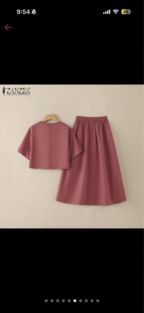 Plus size coordinates - skirt and blouse top (Category: Sets or Coordinates) located in Manila. Submitted by mrgfp (Listing ID 1463264906, Image 2). Description: - Perfect for 44 to 46 bust, 38-42 waist -Brand new, never worn, cut tag -Zanzea pink two-piece set - Cropped short-sleeve top with V-neck and two chest pockets - High-waisted skirt with elastic waistband - Pleated A-line skirt silhouette - Decorative stitching details on both pieces - V