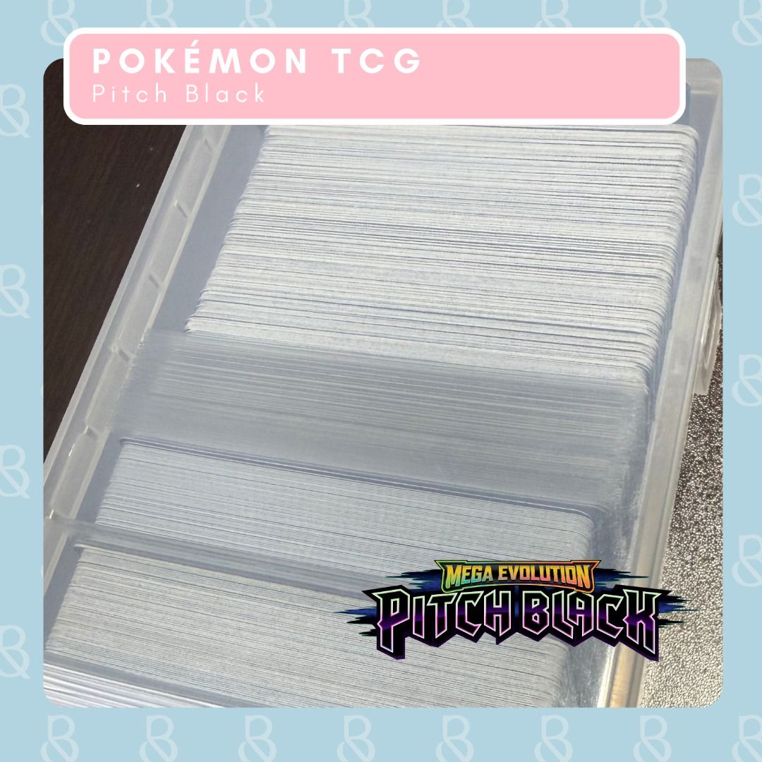 [POKEMON TCG] Mega Evolution Pitch Black Cards (Category: Raw Singles) located in Carmona. Submitted by beautyand_ (Listing ID 1463306100, Image 1). Description: POKÉMON TCG: ME PITCH BLACK ON-HAND Normal: ₱7.00 each Holo / Reverse Holo: ₱15.00 each IR: Price based on Collectr (as of 09/24/2026) All cards come sleeved and are in NM-LP condition, unless otherwise stated. Send me your list of needed cards and I can check availability. Feel free to 