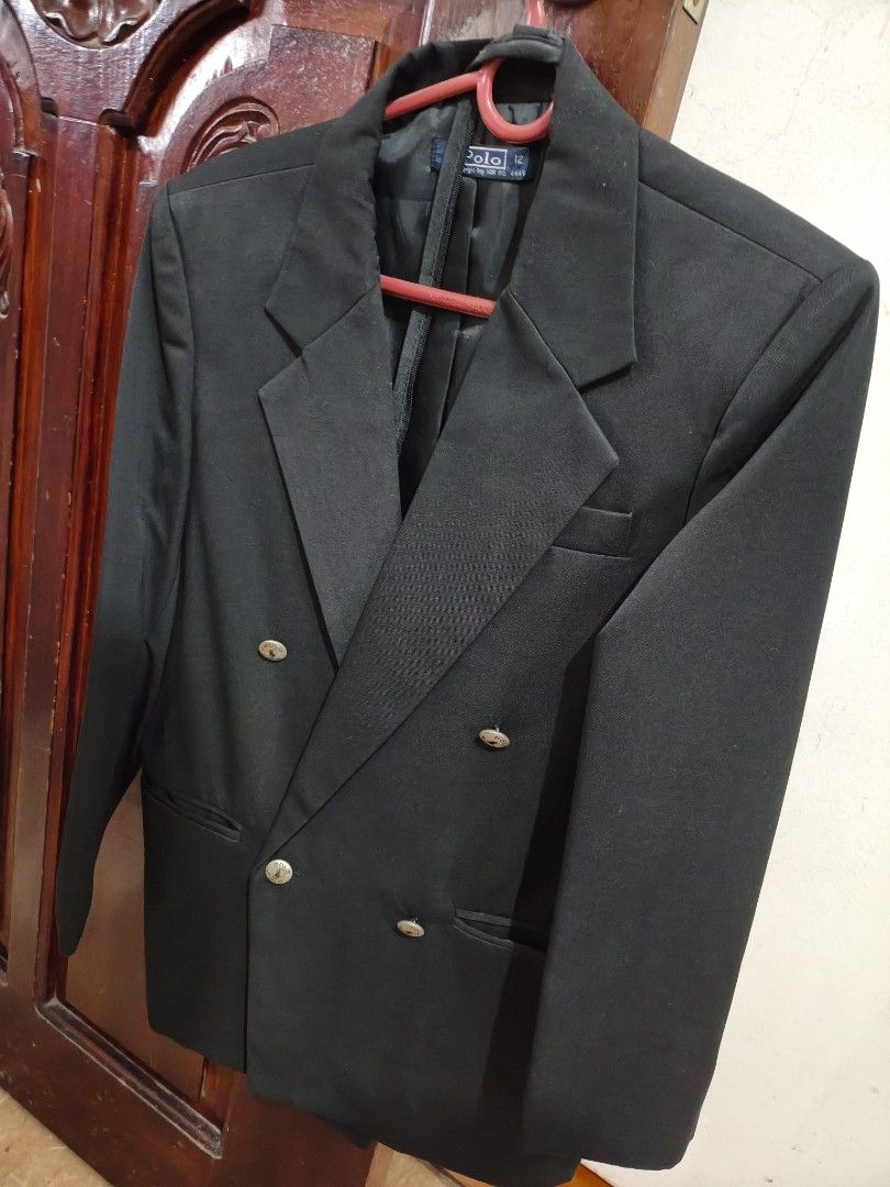 Polo Ralph Lauren Black Double Breasted Blazer (Category: Coats, Jackets and Outerwear) located in Paranaque City. Submitted by leinad333 (Listing ID 1463251473, Image 1). Description: Width: 16 Full Length: 25 Sleeve Length: 19 okay sa kids. RFS: Decluttering .