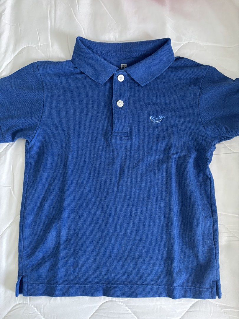 Polo Shirts - Preloved (Category: Babies & Kids Fashion) located in Pasig City. Submitted by goodfindstudio.ph (Listing ID 1463181571, Image 2). Description: plain blue - uniqlo printed polo - no brand.