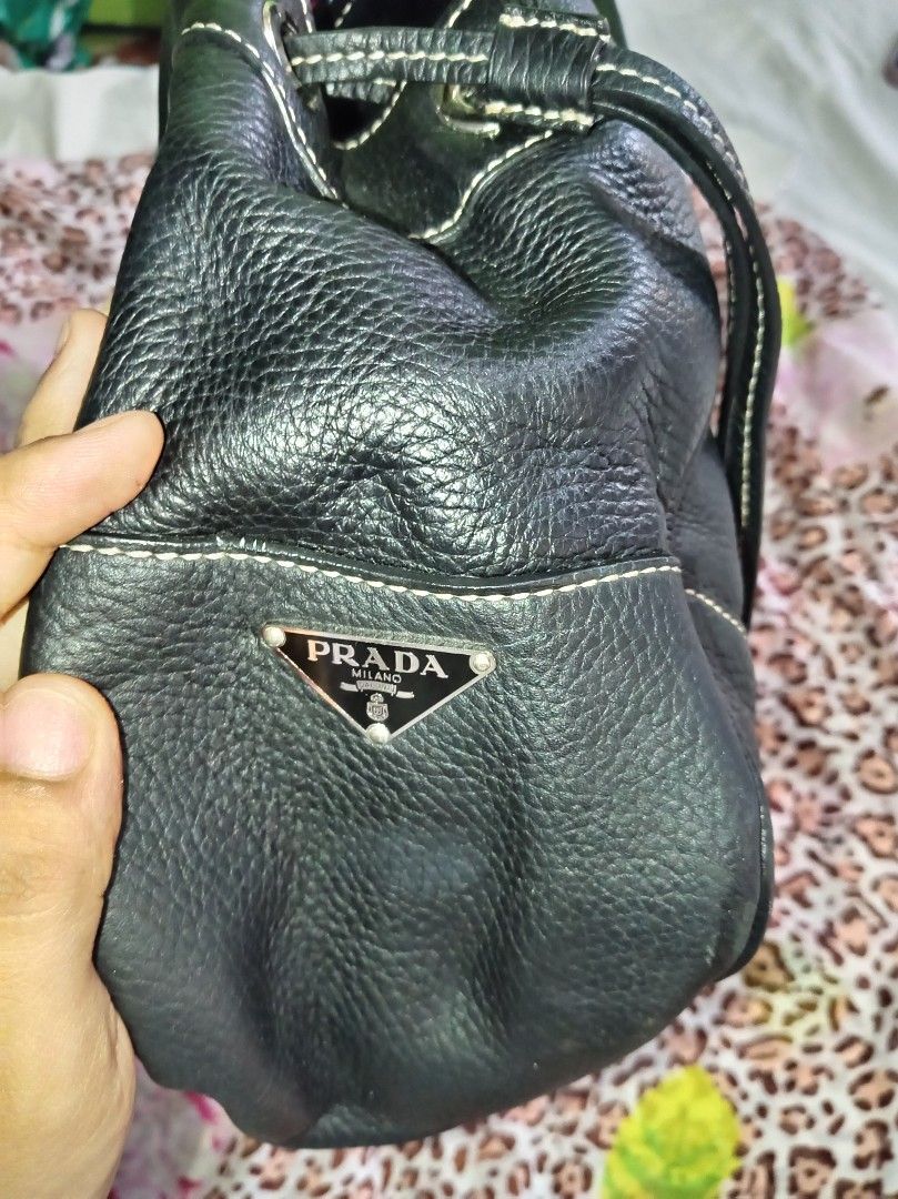 Prada Vitello Daino stripe (Category: Luxury Bags & Wallets) located in Malolos. Submitted by shoptokyothrift (Listing ID 1463203533, Image 2). Description: Lampo zip With white tag PRADA Vintage Leather Stripe Top Handle Bag Pre-loved/vintage condition. Shows signs of age and use, Made in Italy. As is Please see all photos carefully. Japan sourced.
