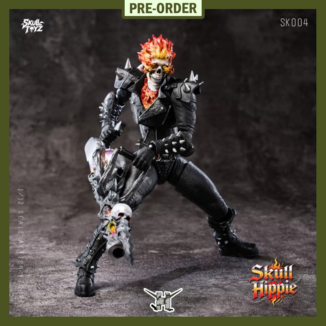 PRE-ORDER!! 1/12 Devil Hippie 3P GHOST RIDER SK004 (Category: Figurines & Statues) located in Quezon City. Submitted by figsnkits (Listing ID 1463281520, Image 1). Description: PRE-ORDER!! Skull Toyz: 1/12 Devil Hippie 3P GHOST RIDER SK004 Pre-order price: Php 3,870 Min. DP: Php 1,000 (new) Php 700 (return customers) SRP: Php 4,300 Deadline: Oct 16, 2026 (12nn), or until PO slots are full Estimated Time of Arrival: Q4 2027 (ESTIMATE ONLY: can cha