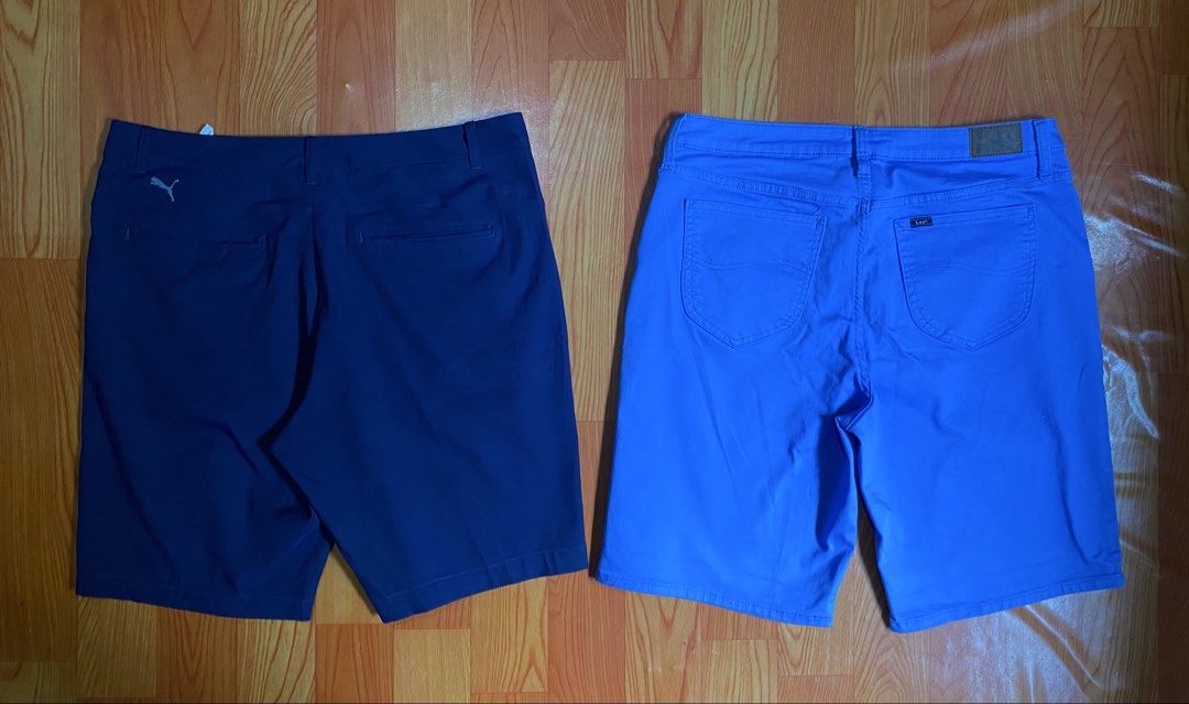 Puma & Lee Shorts - Blue & Navy (Category: Shorts) located in Cebu City. Submitted by monflor (Listing ID 1463217776, Image 2). Description: - Two pairs of comfortable and stylish shorts. - Navy blue Puma shorts, perfect for golf. - Bright blue Lee shorts, great for casual wear. - Versatile for sports or everyday activities. - Excellent value when buying both pairs. Size 37-38 Good condition No issues .