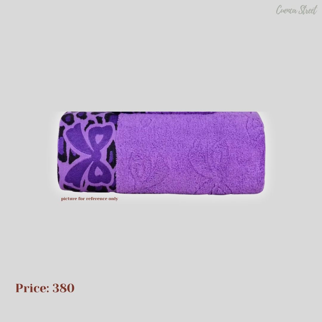 Purple Coquette Towel (Category: Bedding & Towels) located in Bulacan. Submitted by cuencastreet (Listing ID 1463300206, Image 1). Description: - Absorbent purple towel - Features a ribbon and leopard print design on the border - Ideal for everyday bathroom use 📩 Send us a message if you're interested. 💳 Mode of Payment: GCash / Maya / Bank Transfer 📌 All items are available unless marked SOLD. RULES & REMINDERS: 1. Strictly Payment First Poli