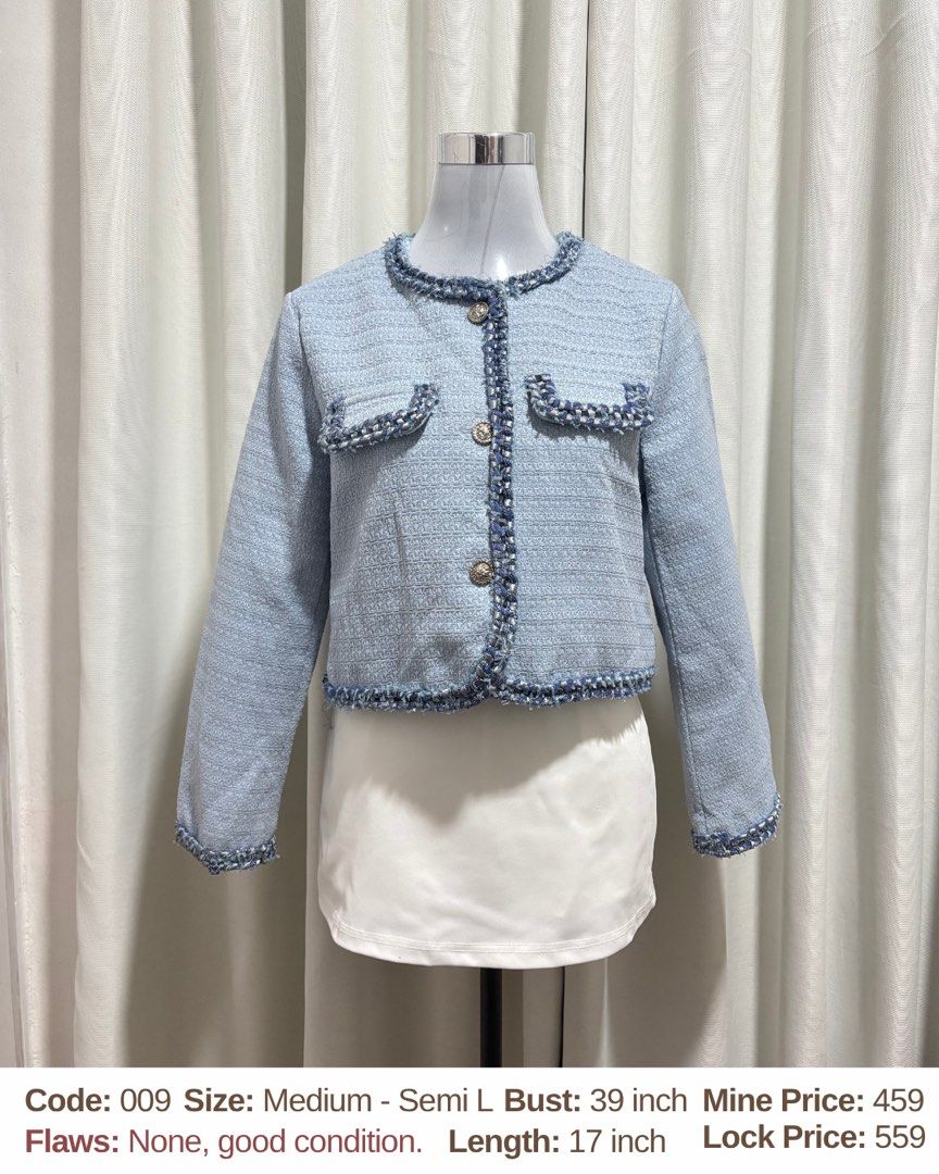 Quality Tweed Blazers (Category: Coats, Jackets and Outerwear) located in Manila. Submitted by amorelle.closet (Listing ID 1463207987, Image 2). Description: PART 2 ✨ Code: 009 - 010 -LOCK. Sold via FB page 011 - 012 - 013 - 014 - 015 - (Please read!) NEW MINERS: Please send your complete details before we acknowledge your comment. No order form = Your comment will be considered invalid. IMPORTANT REMINDERS FOR BUYERS: — Comment MINE + CODE | LOC