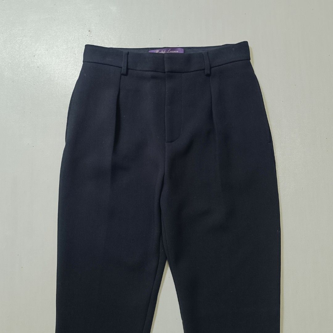 Ralph Lauren Purple Label Trouser. (Category: Luxury Apparel) located in Urdaneta. Submitted by brokensupply.ph (Listing ID 1463294643, Image 3). Description: waistline - 26 to 28 full length - 39 leg opening - 5.5 - Brand: Ralph Lauren - Color: Black - Size: 0 - Origin: Made in Italy - Style: Pleated front, classic straight leg - Material: Feels like a good quality wool blend - Occasion: Ideal for work or smart casual outfits.