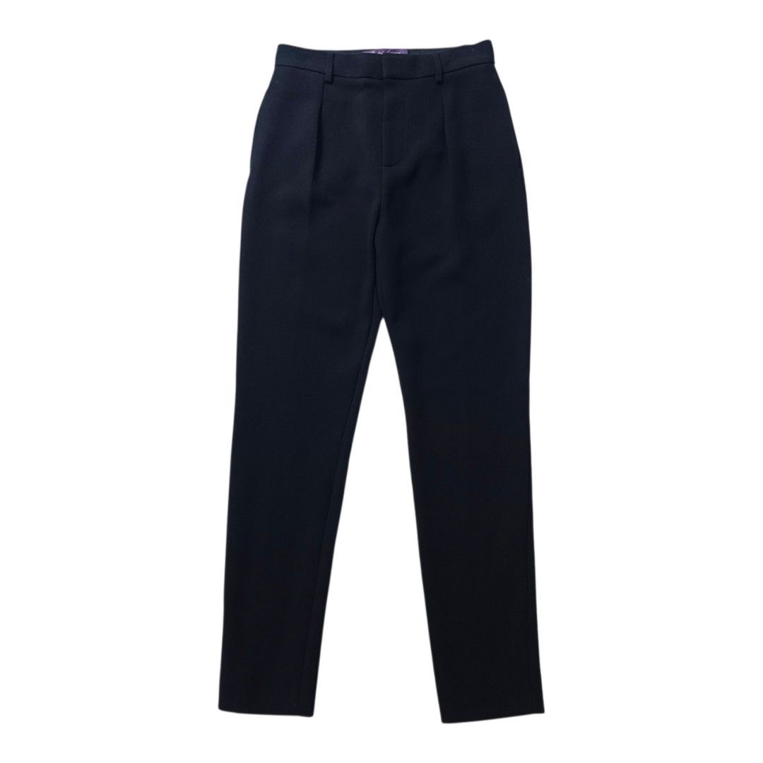 Ralph Lauren Purple Label Trouser. (Category: Luxury Apparel) located in Urdaneta. Submitted by brokensupply.ph (Listing ID 1463294643, Image 1). Description: waistline - 26 to 28 full length - 39 leg opening - 5.5 - Brand: Ralph Lauren - Color: Black - Size: 0 - Origin: Made in Italy - Style: Pleated front, classic straight leg - Material: Feels like a good quality wool blend - Occasion: Ideal for work or smart casual outfits.