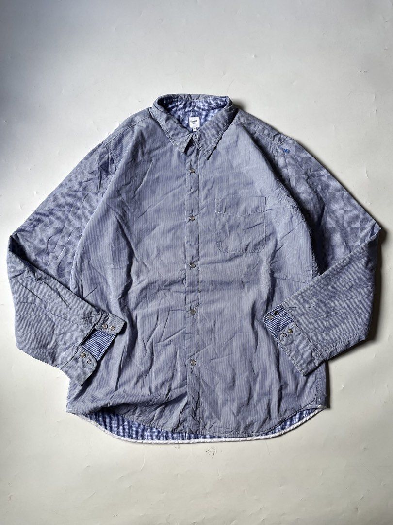 RANDT pinstripe long-sleeve button-up (Category: Coats, Jackets and Outerwear) located in Baguio. Submitted by chronicles_cache (Listing ID 1463267749, Image 1). Description: Condition: Great Size tagged: XL Width: 24 Length: 32 Shoulder: 19 Sleeve: 27.