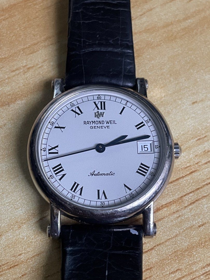 Raymond Weil Geneve (Category: Men's Watches) located in Taguig. Submitted by tester1x (Listing ID 1463204915, Image 2). Description: Secondhand Used Watch Raymond Weil Geneve Swiss Made 2833 Z 374525 Automatic White Dial Stainless Steel Front Stainless Steel Back 33.6mm Raymond Weil Leather Strap Raymond Weil Buckle .