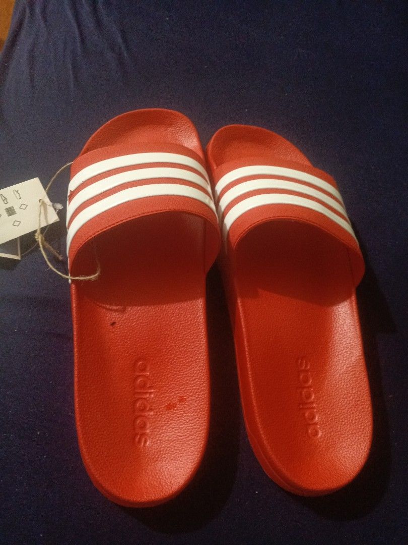 Red Adidas slides (Category: Slippers & Slides) located in Manila. Submitted by annetouched (Listing ID 1463162127, Image 3). Description: red Adidas slides size 13 not used rfs: wrong size, too big price negotiable.