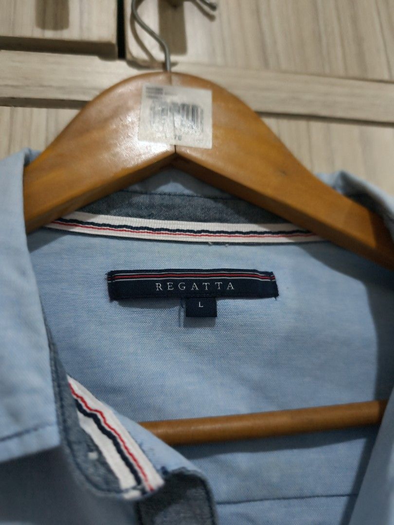 Regatta Light Blue Long Sleeves Size L (Category: Tshirts & Polo Shirts ) located in Manila. Submitted by fasttiger.883f0d (Listing ID 1463215429, Image 2). Description: - Regatta Long Sleeve Shirt - Color: Light Blue - Size: L - Chest pocket on the left - Button-up front - Detailed collar and cuffs - 150 pesos only - Loc: Sta Mesa (sf shouldered by buyer).