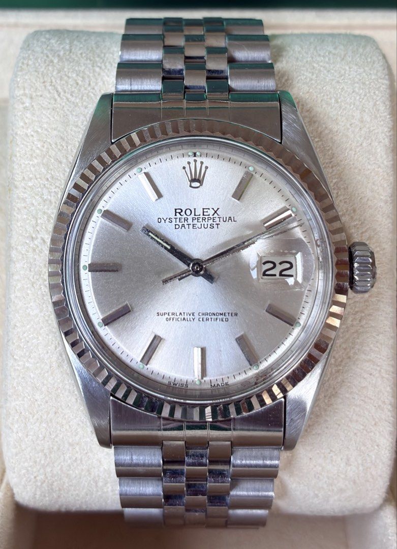 Rolex Datejust 36mm (Category: Men's Watches) located in Cebu City. Submitted by cebluxxe_watches (Listing ID 1463248331, Image 2). Description: Rolex Datejust 36mm Pie-pan Dial 1601 Year 1973 Very Good condition for a 70’s watch Comes with : Aftermarket Rolex Box (Lost paper) ✅ Always Open for re-authentication ✅ Trades accepted ✅ 6 months warranty on movement ✅ 100% Money back guarantee.