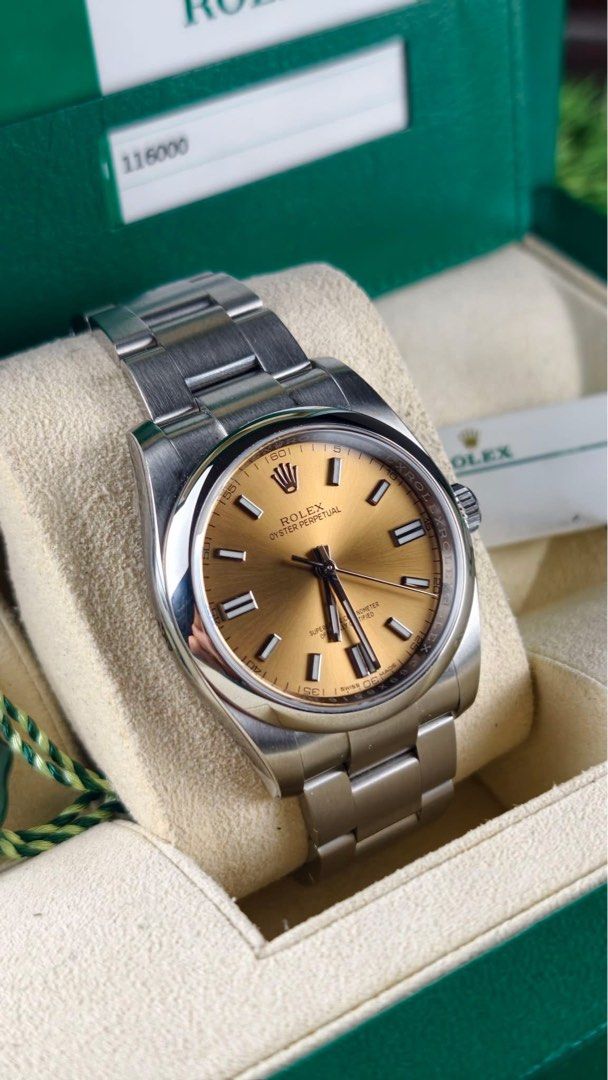 Rolex Oyster Perpetual 36mm OP36 2018 (Category: Luxury Watches) located in Muntinlupa City. Submitted by noeyslittlecloset (Listing ID 1463326548, Image 1). Description: Rolex Oyster Perpetual 36mm OP36 White Grape Dial Reference 116000 Discontinued 2018. Complete set. Excellent Condition. Stickers intact. Open for 3rd Party Authentication. Php 420k .