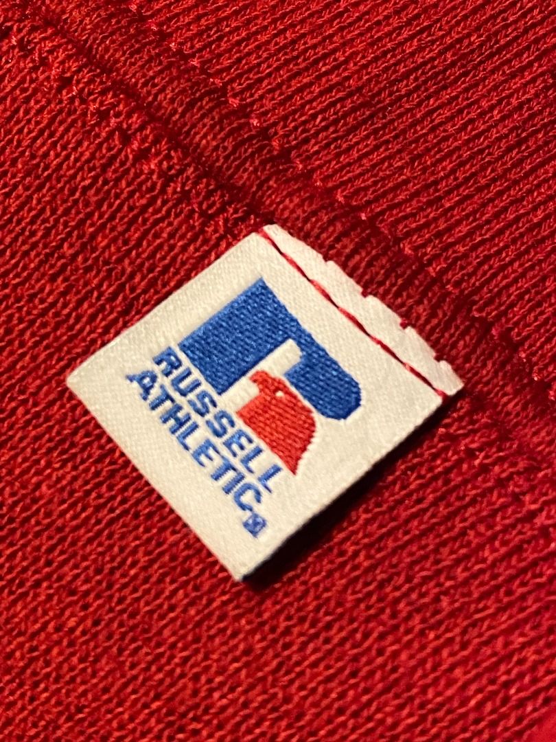 Russell athletic red sweater (Category: Tshirts & Polo Shirts ) located in Las Pinas. Submitted by all_details_posted (Listing ID 1463142980, Image 3). Description: pwede pa as new, minimal dot lints.