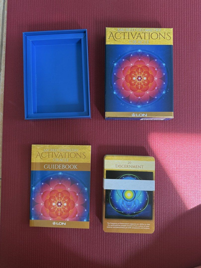Sacred Geometry Activations Oracle Cards and Guidebook (Category: Religion Books) located in Taguig. Submitted by secondlifeph (Listing ID 1463181846, Image 3). Description: - Sacred Geometry Activations Oracle deck - 44 beautifully designed cards - 160-page comprehensive guidebook - Connect with the quantum field - Enhance spiritual growth and self-discovery - Become a powerful conscious creator - Like new 8/10 RFS: decluttering MOP: Gcash, BDO,
