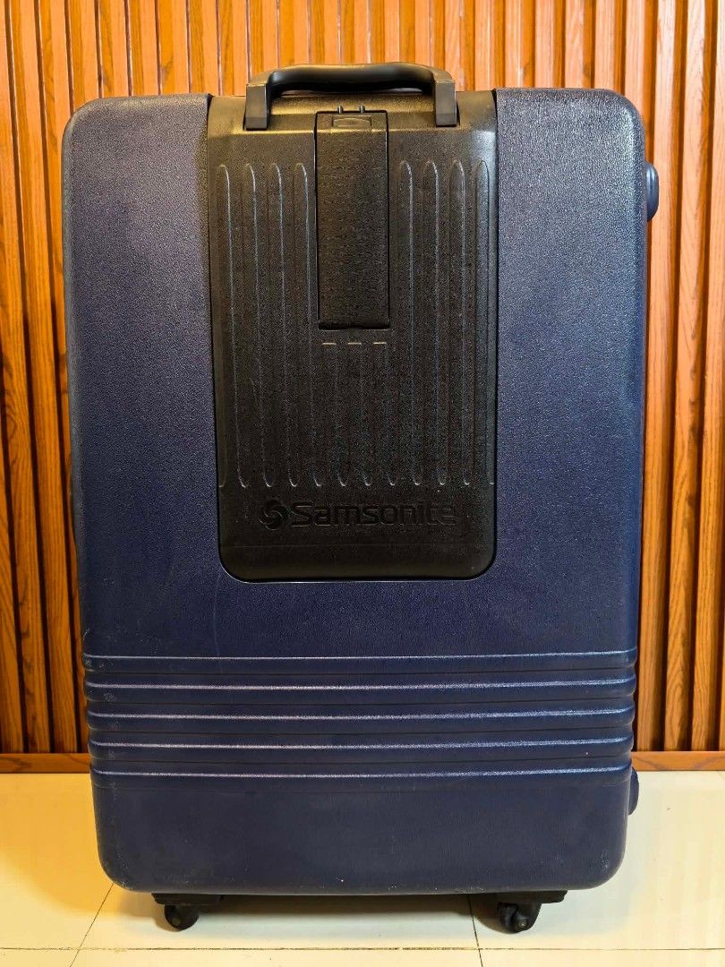 Samsonite blue (Category: Luggage) located in Manila. Submitted by jzjapansurplus (Listing ID 1463161845, Image 3). Description: Brand: Samsonite 🇯🇵 Made in Japan ✅ Premium Look with leather Touch ✅ Extra Large Check luggage ✅ H33" xW21" x D10.5 Inches ✅ Heavy Duty Guaranteed ✅ 360° Wheels All smooth ✅ Shock Resistant ✅ Lock with Key.