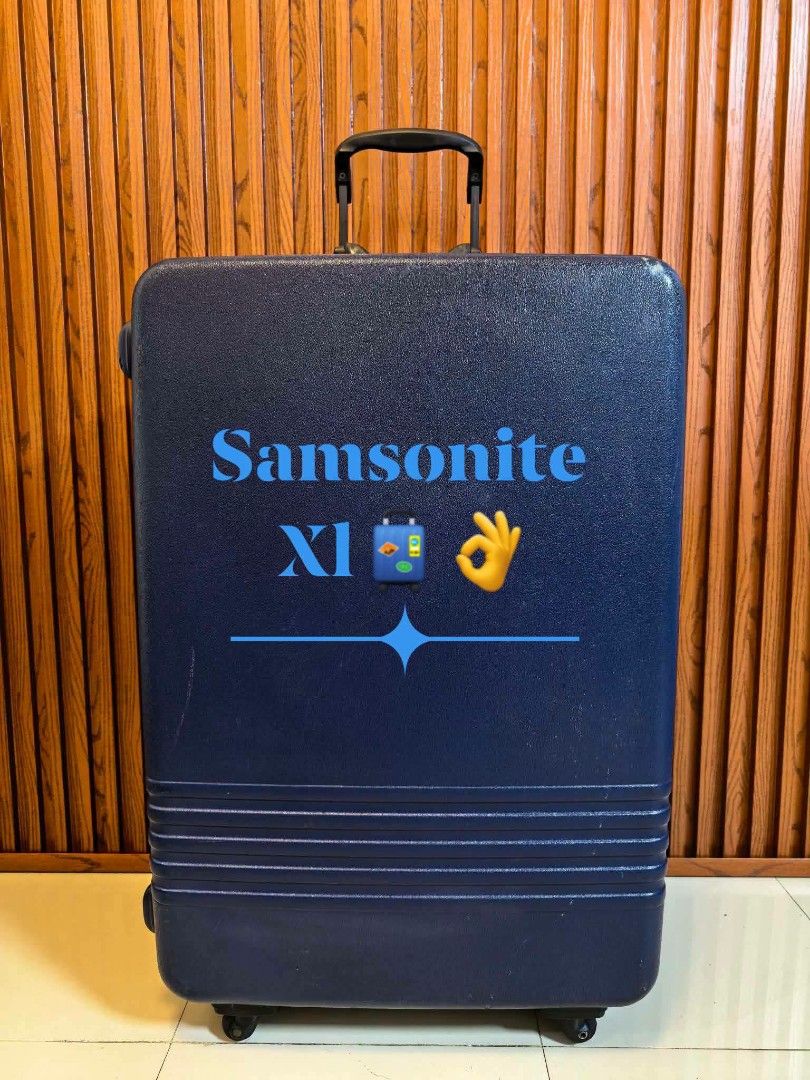 Samsonite blue (Category: Luggage) located in Manila. Submitted by jzjapansurplus (Listing ID 1463161845, Image 1). Description: Brand: Samsonite 🇯🇵 Made in Japan ✅ Premium Look with leather Touch ✅ Extra Large Check luggage ✅ H33" xW21" x D10.5 Inches ✅ Heavy Duty Guaranteed ✅ 360° Wheels All smooth ✅ Shock Resistant ✅ Lock with Key.