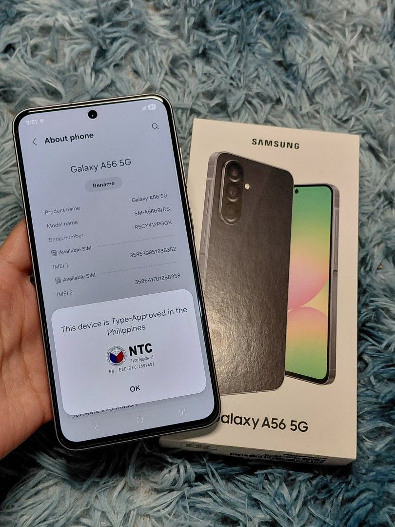 Samsung A56 8/256GB Graphite (Category: Samsung) located in Makati City. Submitted by michaelang05 (Listing ID 1463271443, Image 3). Description: Samsung A56 5G — 8/256GB 📱 SAMSUNG A56 5G | 8GB RAM / 256GB ROM ✅ NTC Approved ✅ Openline / All Network ✅ Not Finance / Fully Paid ✅ Unlimited Reset ✨ 100% Makinis — Very Good Condition ✨ No dents ✨ No hidden issues ✨ Smooth and fast performance 📸 Clear Camera — Front & Back 🔋 Good condition 📦 UNIT 