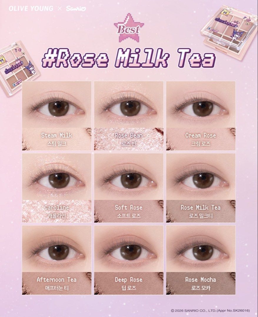 Sanrio Dasique Mini Shadow Palette (Category: Makeup) located in Manila. Submitted by shoprosiefinds (Listing ID 1463238359, Image 2). Description: ✨ Limited Edition 🎀 Available in 4 Shades Kuromi Edition Rose Milk Tea My Melody Edition Milk Latte Kuromi Edition Mauve Cassette My Melody Edition Peach Record 🇰🇷 Direct from Korea.