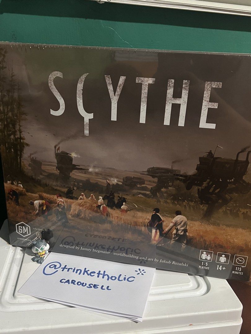 SEALED | Scythe Board Game (Category: Board Games & Puzzles) located in Manila. Submitted by trinketholic (Listing ID 1463224007, Image 1). Description: DISCOUNTED BOARD GAME ‼️ 💰 Original Price: ₱5,900 Engine-building board game from Stonemaier Games Questions? DM. 📍 QC 🚚 Delivery via Lalamove, Grab, JNT or LBC MOP: GCash, BDO, Maribank, Gotyme.