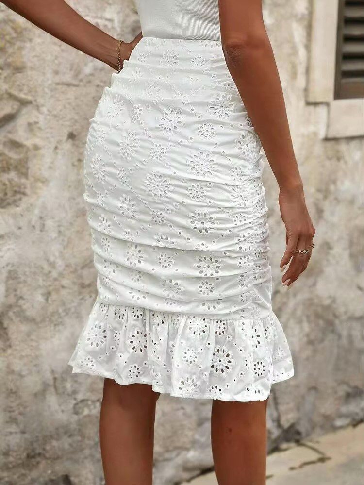 Shein White Eyelet Skirt (Category: Skirts) located in Muntinlupa City. Submitted by bisous.ph (Listing ID 1463128132, Image 3). Description: - M on tag - Color may vary slightly due to lighting - Brand new Location: Muntinlupa MOP: Gcash, BPI Shipping c/o buyer: Grab, Lalamove, Gogo Xpress No Sh0pee checkout.