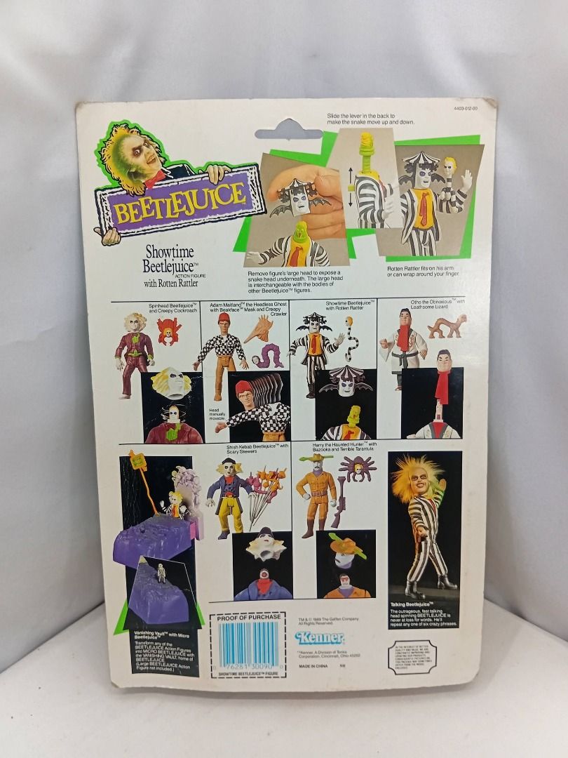 Showtime Beetlejuice 1989 Kenner Action Figure (Category: Figurines & Statues) located in Quezon City. Submitted by ToyzzKoleksyon (Listing ID 1463249901, Image 2). Description: Authentic/Branded. -Price: 2,000 -Condition: AS IS. Unopened Box. OLD STOCK. -Issue: YELLOW CLAMSHELL. -What you see is what you get. -Please check photos for issues. -Location: Quezon City b149d.