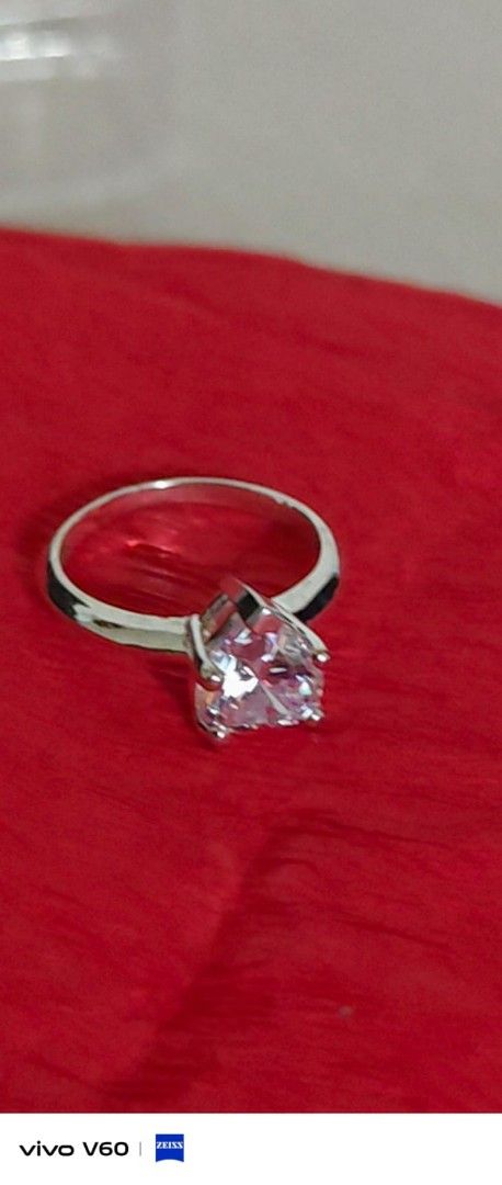 Silver Ring with Pear Cut Cubic Zirconia (Category: Rings) located in Manila. Submitted by shine_diamond88 (Listing ID 1463323910, Image 1). Description: 2ct heart cut lab grown diamond engagement ring 14k whitegold Size:6/7.