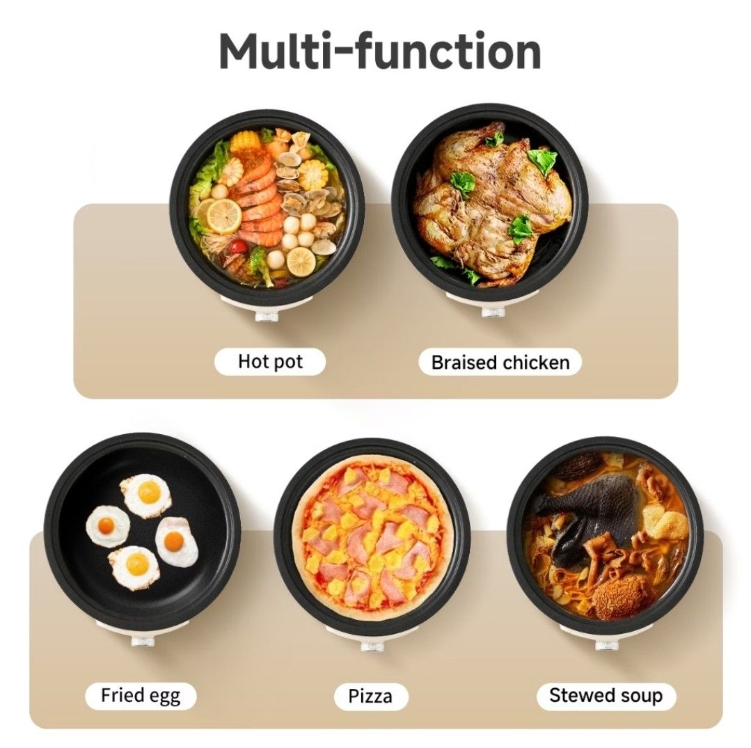 Simplus 4.2L Multi Function Electric HotPot (Category: Cookers) located in Kuala Lumpur. Submitted by annatan98 (Listing ID 1463138186, Image 2). Description: Brand: Simplus Power: 1400W Capacity: 4.2L Pot Diameter: 31cm Pot Depth: 85mm Operations: Stepless Knob Control.