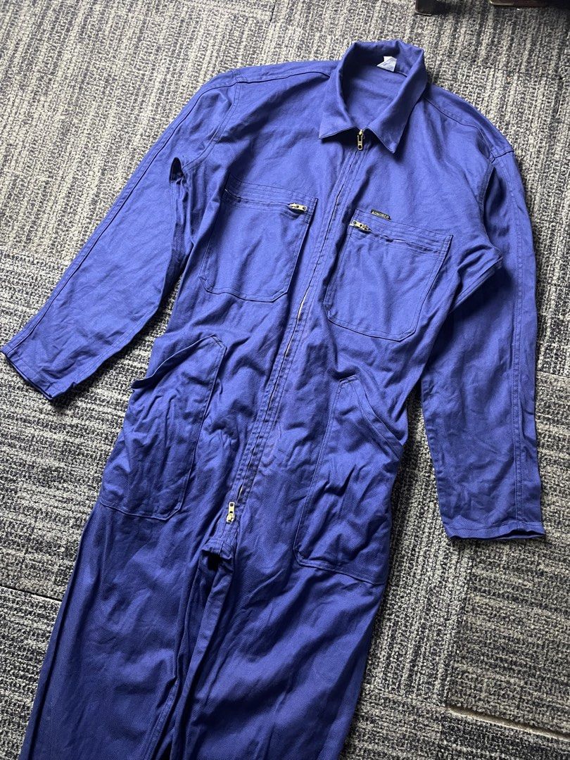 SONORCO Blue Work Jumpsuit Coveralls (Category: Jumpsuits) located in Manila. Submitted by rdtp2 (Listing ID 1463140577, Image 2). Description: size 3 23x64 waistline 34 hanggang 40 kasi stretchable length 44 hem 8 no flaw good condition 9/10.