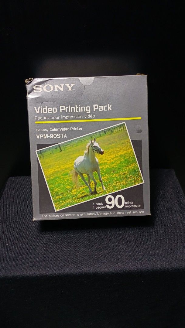 Sony Video Printing Pack VPM-90STA for Color Video Printer (Category: Printers, Scanners & Copiers) located in Caloocan City. Submitted by rectooangelo (Listing ID 1463140968, Image 1). Description: - Genuine Sony VPM-90STA Color Video Printer Paper Pack - Contains 90 high-quality prints - Perfect for users of the Sony VPM-90STA printer - Box features a horse in a field design - Ensure you can keep printing your memories!.
