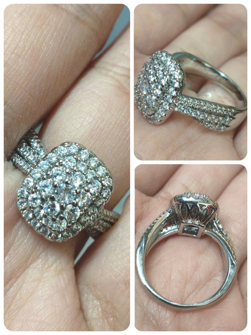 Sparkling Pave Diamond Ring in White Gold (Category: Rings) located in Quezon City. Submitted by gemaicloset (Listing ID 1463220471, Image 1). Description: - Stunning white gold ring - Features a central cluster of round-cut diamonds - Band is encrusted with smaller pave-set diamonds - Offers significant sparkle and a statement look - Ideal for engagements or special celebrations.