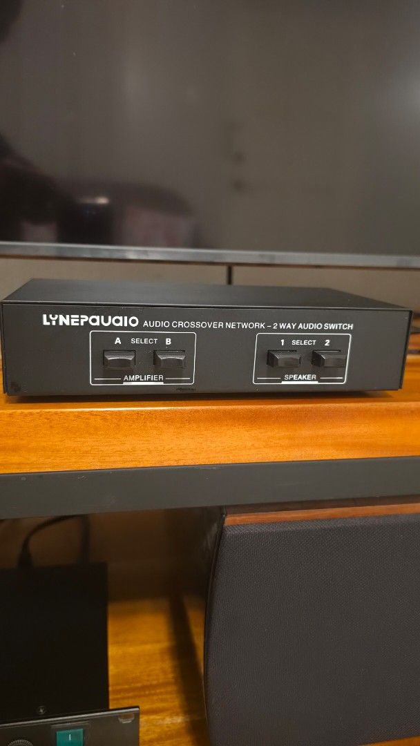 Speaker / Audio Switcher (LynePAudio) (Category: Soundbars, Speakers & Amplifiers) located in Pasig City. Submitted by monc61 (Listing ID 1463152847, Image 1). Description: - LYNEPAUDIO 2-way audio crossover network switch - Connects and switches between 2 speakers OR 2 amplifiers - Select Speaker Set 1/2 or Amplifier A/B - Equipped with binding posts for reliable connections - Perfect for managing multiple audio sources or speaker configurations