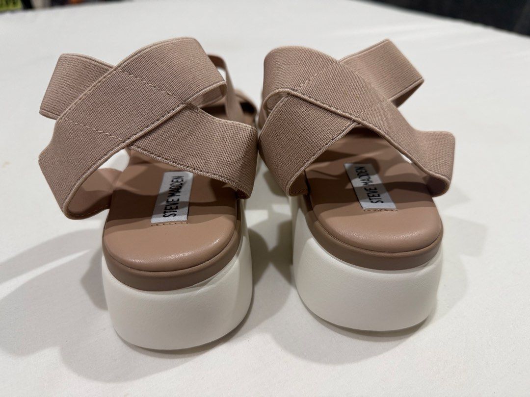 Steve Madden Bandi Elastic Strap Platform Sandals (Category: Flats & Sandals) located in Cebu City. Submitted by mdp_decluttering (Listing ID 1463280369, Image 3). Description: Brand new Steve Madden Bandi Elastic Strap Sandals in a versatile nude/beige color. Never used and kept in excellent condition. Comes without the original box. Details: * Brand: Steve Madden * Model: Bandi * Condition: Brand New * Color: Nude / Beige * Elastic strap design
