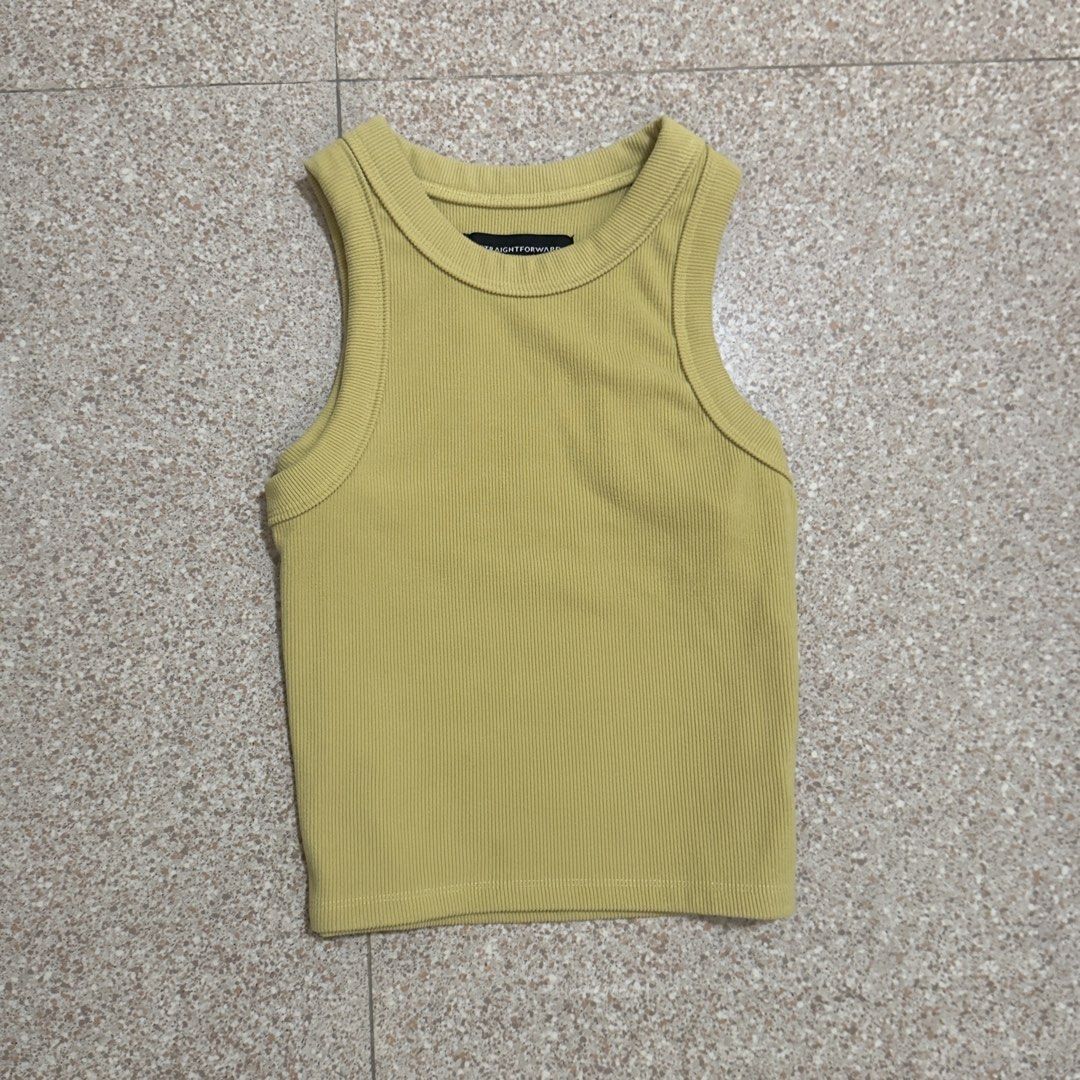 Straightforward Yellow Green Aesthete Tank Top (Category: Sleeveless) located in Manila. Submitted by ilovecheesyramen (Listing ID 1463192719, Image 1). Description: 🪩 never been used! quality is good as neww 🪩 rfs: decluttering 🪩 size M.